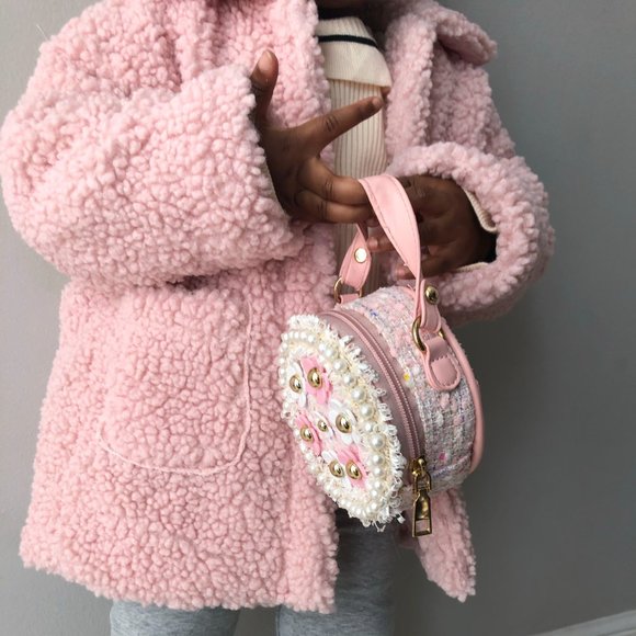 Toddler Girl Baby Girl Pink Faux Fur Teddy Jacket/Coat - Picture 2 of 4